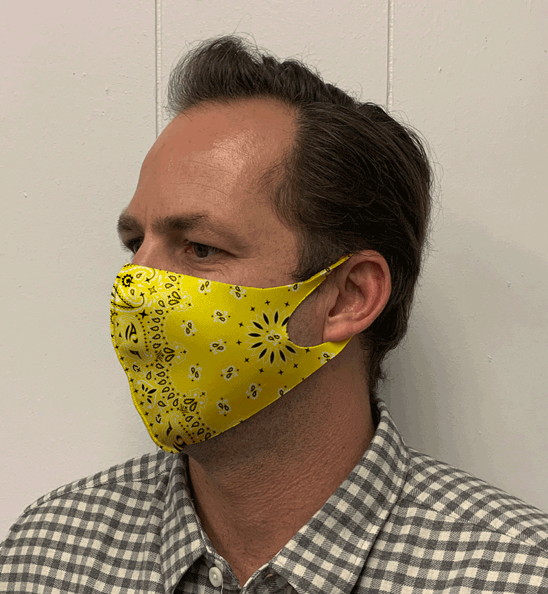 Yellow Paisley Bandana Olson Face Mask
