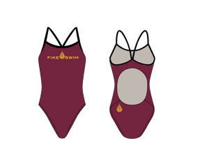 Fike Custom Maroon Gold Active Back Thin Strap Swimsuit