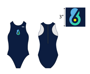 6-8 Sports Custom Navy TYR Women's Breakaway Water Polo Suit