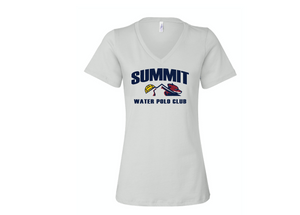 Summit Water Polo Club Custom White Women's V-Neck T-Shirt